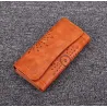 Elegancki długi portfel retro - z zamkiem - wydrążony wzór - skóraPortfele
