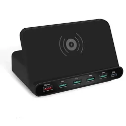 Multi USB - bezprzewodowa szybka ładowarka - ISO / typ-C / micro - QC3.0 - 60WŁadowarki