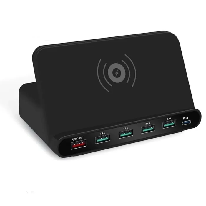 Multi USB - kabelloses Schnellladegerät - ISO / Typ-C / Micro - QC3.0 - 60W