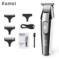 Kemei - aparador de cabelo profissional - sem fio - com display LED digital