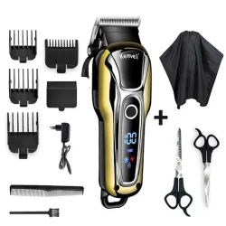 Kemei - professionell hårtrimmer - sladdlös - med LED-display