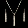 Elegantes Schmuckset - Halskette / Ohrringe - mit Strasssteinen - zylindrischer Stabanhänger