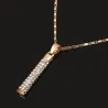 Elegant jewellery set - necklace / earrings - with rhinestones - cylindrical rod pendant