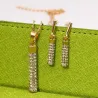 Elegantes Schmuckset - Halskette / Ohrringe - mit Strasssteinen - zylindrischer Stabanhänger