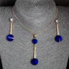 Elegant gold jewellery set - necklace / earrings - with crystals - round hollow pendant