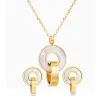 Modieuze gouden sieradenset - dubbele cirkels schelp hanger - ketting / oorbellenSieradensets