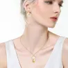 Modieuze gouden sieradenset - dubbele cirkels schelp hanger - ketting / oorbellenSieradensets