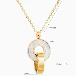 Modieuze gouden sieradenset - dubbele cirkels schelp hanger - ketting / oorbellenSieradensets