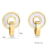 Fashionable gold jewelry set - double circles shell pendant - necklace / earrings