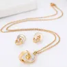 Modieuze gouden sieradenset - dubbele cirkels schelp hanger - ketting / oorbellenSieradensets