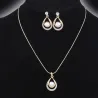 Valentines day gift - gold plated pendant with pearl water drop - necklace with earrings