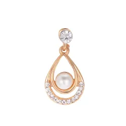 Elegant gold jewellery set - necklace / earrings - water drop pendant - with crystals / pearl