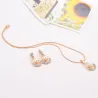 Elegantes Goldschmuckset - Halskette / Ohrringe - Wassertropfenanhänger - mit Kristallen / Perle