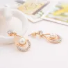 Elegantes Goldschmuckset - Halskette / Ohrringe - Wassertropfenanhänger - mit Kristallen / Perle