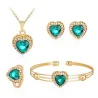 Elegante hartvormige sieradenset - met kristallen - halsketting / armband - oorbellen - ringSieradensets