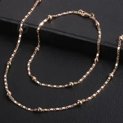 Rose gold jewellery set for women - necklace chain with bracelet