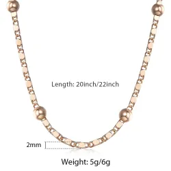 Rose gold jewellery set for women - necklace chain with bracelet