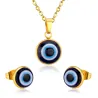 Klassieke sieradenset - halsketting / oorbellen - met blauw / rood oog hanger - roestvrij staalSieradensets