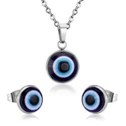 Conjuntos de joyasClassical blue eye jewellery set - gold/steel - pendant necklace with earrings