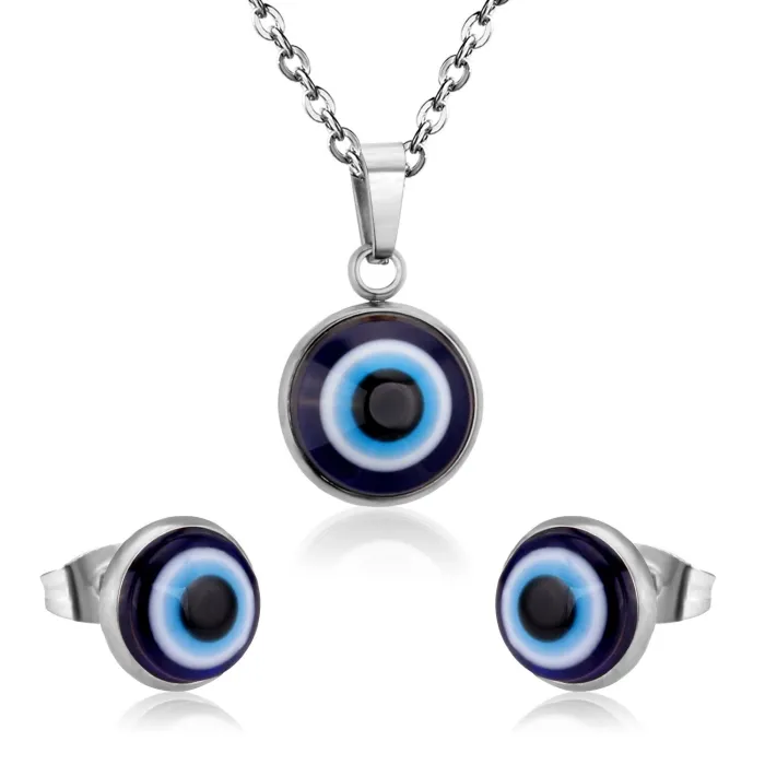 Conjuntos de joyasClassical blue eye jewellery set - gold/steel - pendant necklace with earrings