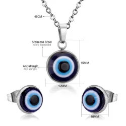 Conjuntos de joyasClassical blue eye jewellery set - gold/steel - pendant necklace with earrings