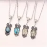 Vintage jewellery set - pendant with owl - necklace / bracelet / earrings
