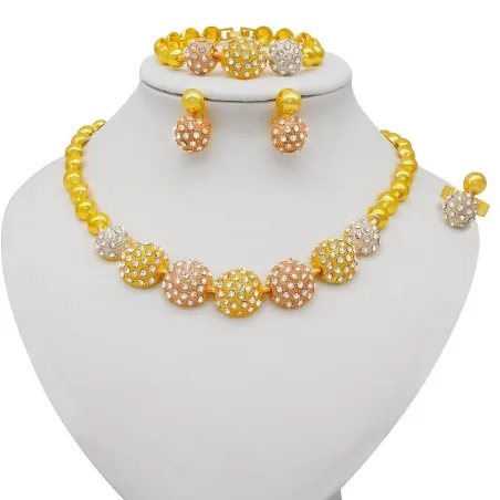 Luxe sieradenset - halsketting / armband / oorbellen / ring - 24K verguldSieradensets