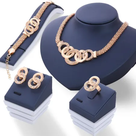 Elegant Vintage jewelry set - with crystals - necklace / earrings / bracelet / ring