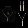Elegantes Schmuckset - Halskette / Ohrringe - mit Strasssteinen - zylindrischer Stabanhänger