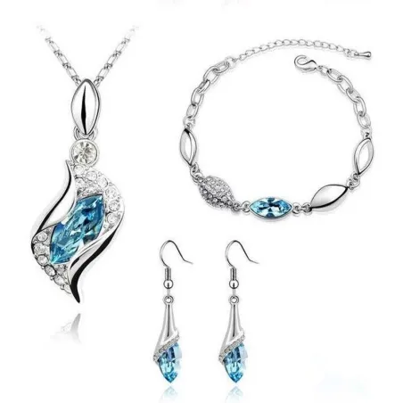 Elegancki komplet biżuterii - naszyjnik / bransoletka / kolczyki - z afrykańskimi kryształowymi koralikamiKomplety Biżuterii