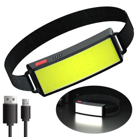 Profesjonalna lampa czołowa - mini latarka - ładowalna - COB - LED - USBLatarka