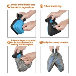 Portable pooper scooper - cleaner - foldable - for pets - set with bags