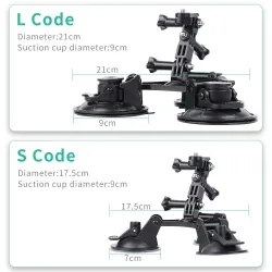 Ventosa finestrino auto - treppiede 1/4" - adattatore - supporto per GoPro / SJCAM Xiaomi Yi 4K