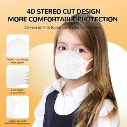Masques de protection visage/bouche - antibactériens - 4 plis - FPP2 - KN95 - pour enfants