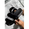 ZapatosLujosas pantuflas de pelo - con pedrería - plataforma en la cuña - plantilla perfilada
