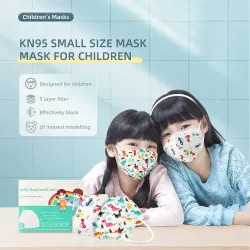 Masques de protection visage/bouche - antibactériens - 5 plis - FPP2 - KN95 - pour enfants