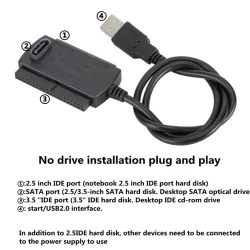 3 en 1 USB 2.0 vers IDE / SATA - Disque dur 2,5" 3,5" - Convertisseur HDD - Adaptateur - Câble