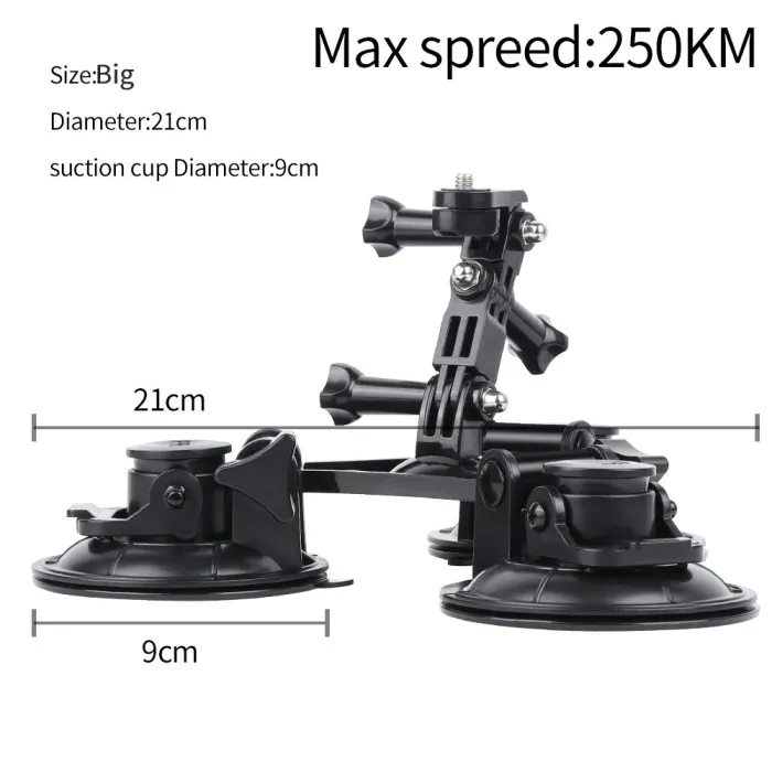 Car window suction cup - 1/4" tripod - adapter - mount for GoPro / SJCAM Xiaomi Yi 4K