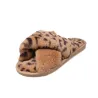 ZapatosPantuflas de felpa - Rayas cruzadas - Estampado leopardo