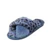 Soft plush slippers - crossed stripes - leopard printShoes