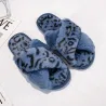 Soft plush slippers - crossed stripes - leopard printShoes