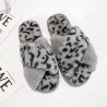 ZapatosPantuflas de felpa - Rayas cruzadas - Estampado leopardo