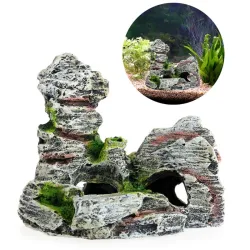 Casa sull'albero di muschio - con grotta - decorazione acquario in resina