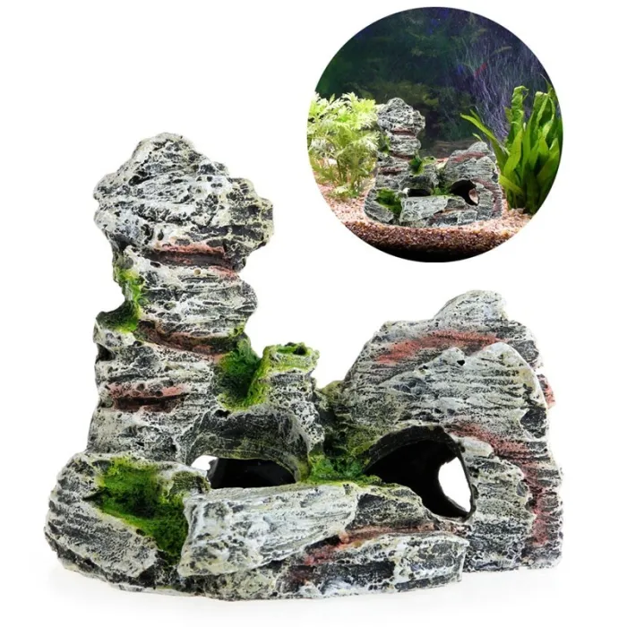 Moss trehytte - med hule - harpiks akvarium dekorasjon