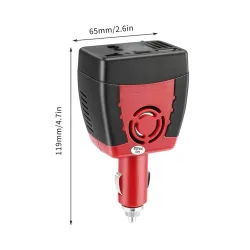 Bil cigarettænder power inverter - adapter - med USB-opladningsport - 150W - 12V DC til 220V AC