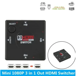 HDMI-bryter - splitter - 3 innganger 1 utgang - mini 3 porter - for HDTV 1080P
