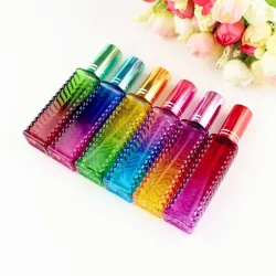 Colorful square glass bottle - with atomizer - refillable - for perfume - 15mlPerfumes