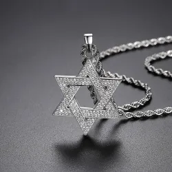 Luxurious necklace with David star - with zircons - unisexNecklaces