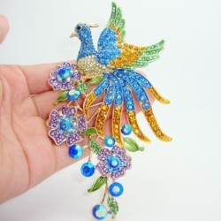BrochesBroche de moda - con pavo real de cristal de colores
