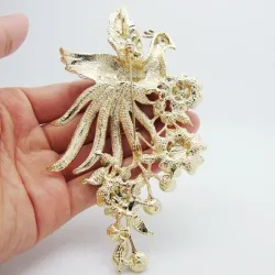Broche à la mode - avec paon en cristal coloré